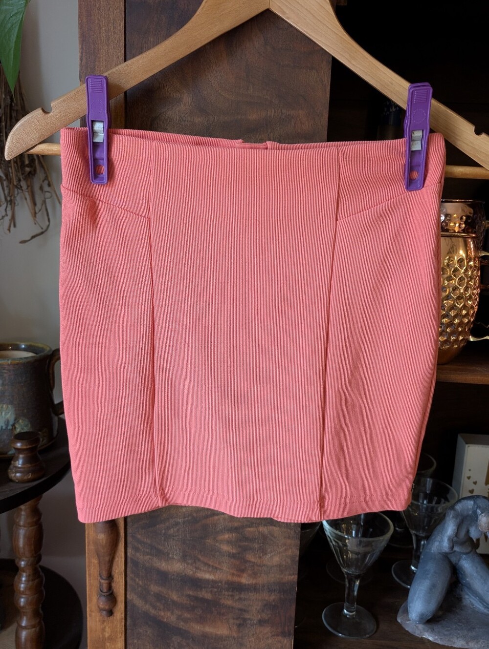 H&M Coral Stretch High Waist Bodycon Mini Skirt, sz 4